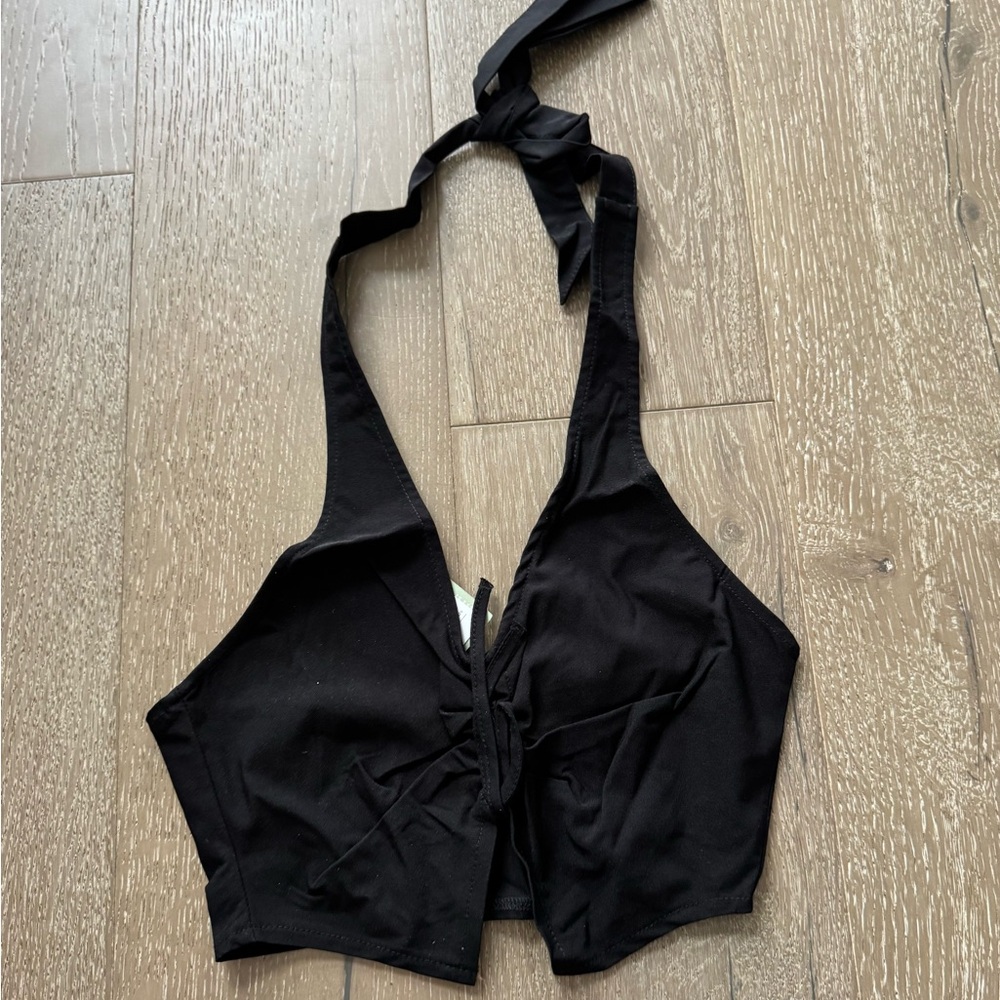 H&M black halter neck crop top